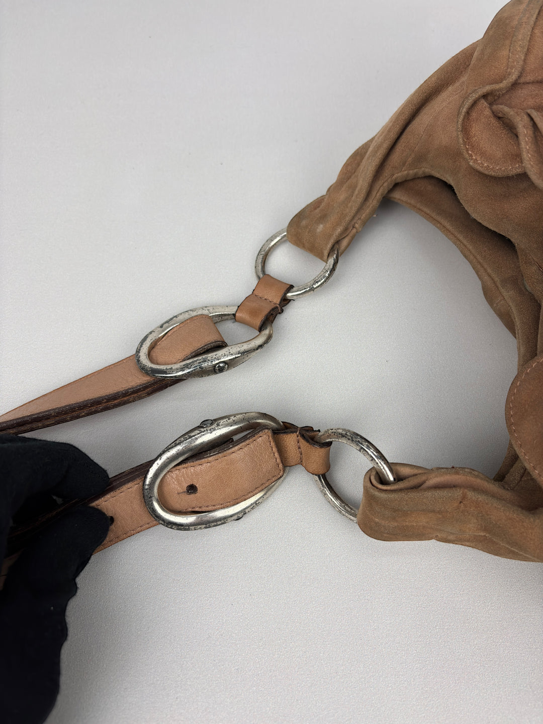 Yves Saint Laurent Ruffle Suede Shoulder-Bag