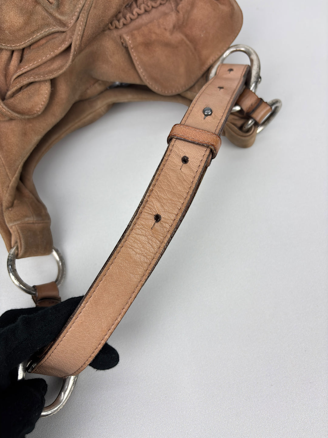 Yves Saint Laurent Ruffle Suede Shoulder-Bag