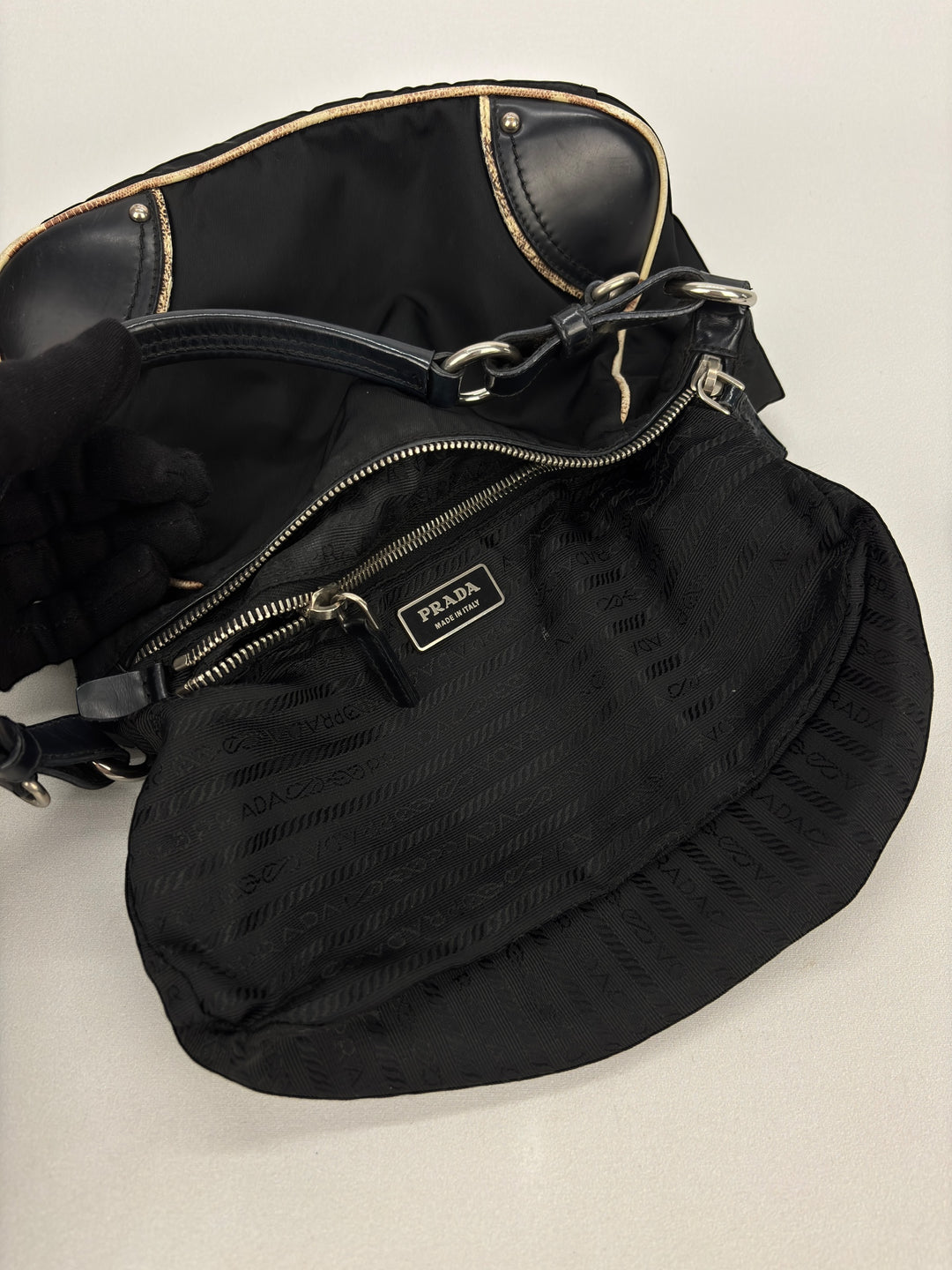 Prada Nylon Snake Optic Hobo Shoulder-Bag
