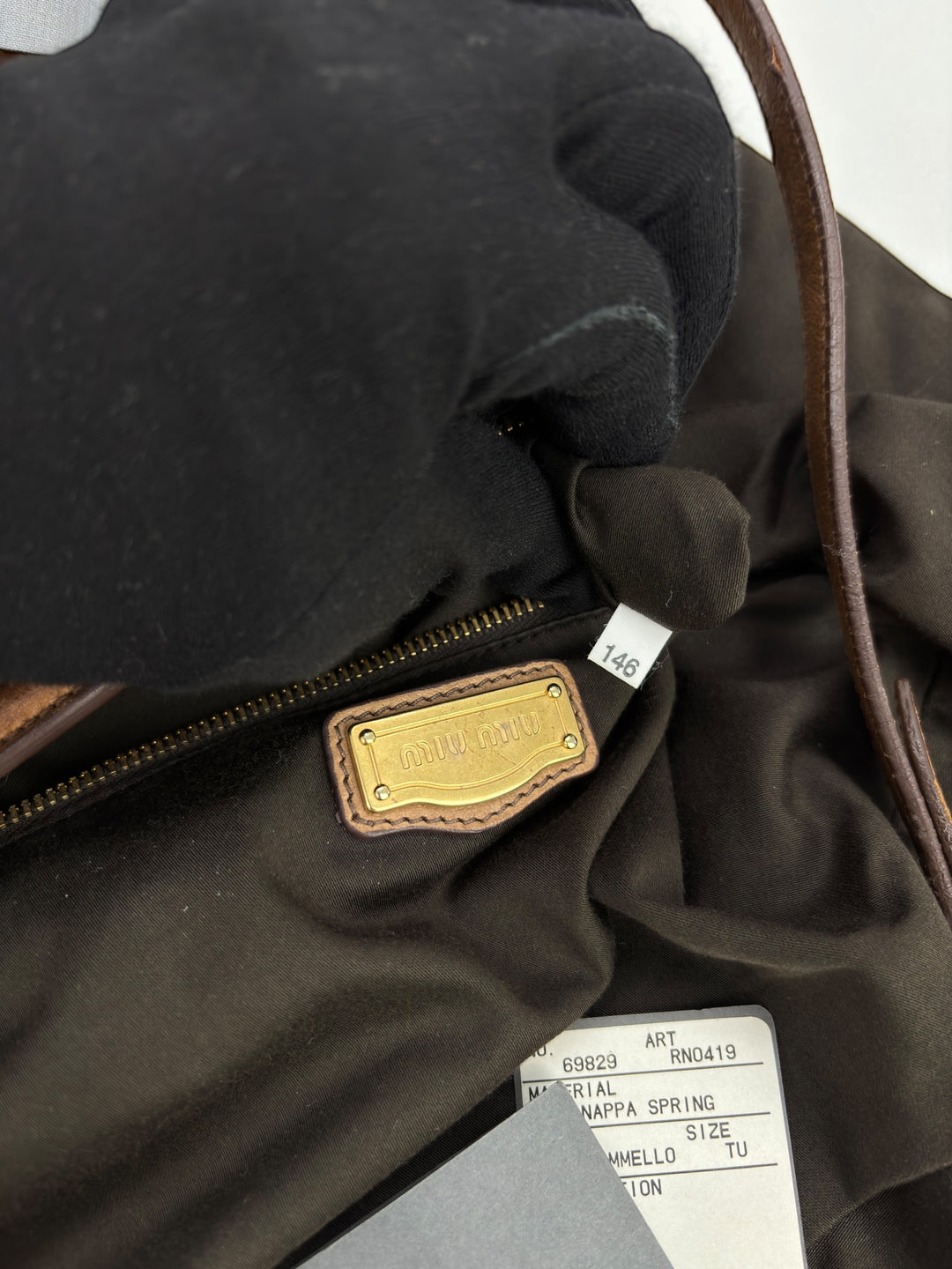 Miu Miu Vitello Lux Bowler Buckle Handbag Cammeo/Cammello