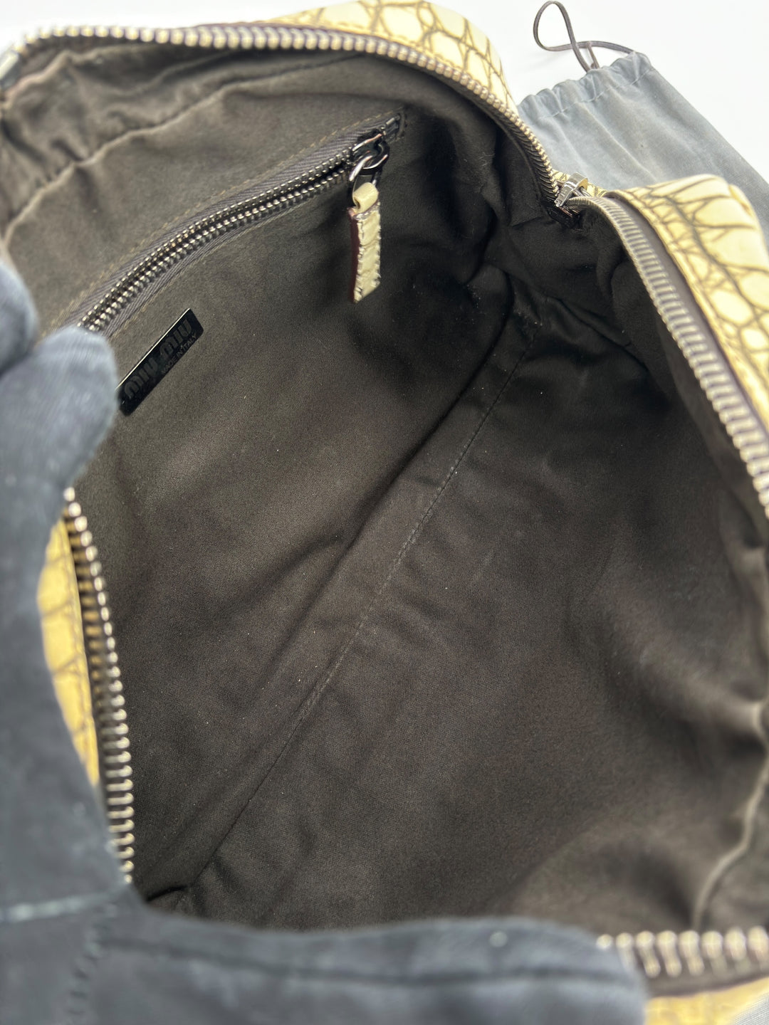 Miu Miu Vitello Lux 90's Croc Embossed Bowler Bag Archive