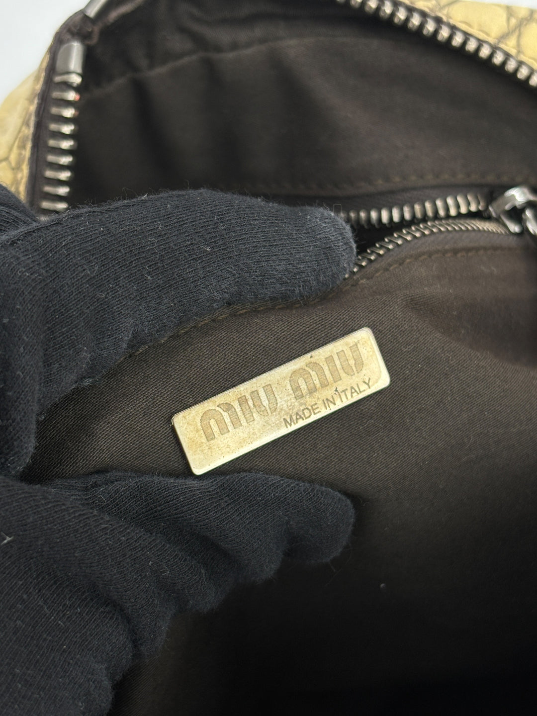Miu Miu Vitello Lux 90's Croc Embossed Bowler Bag Archive