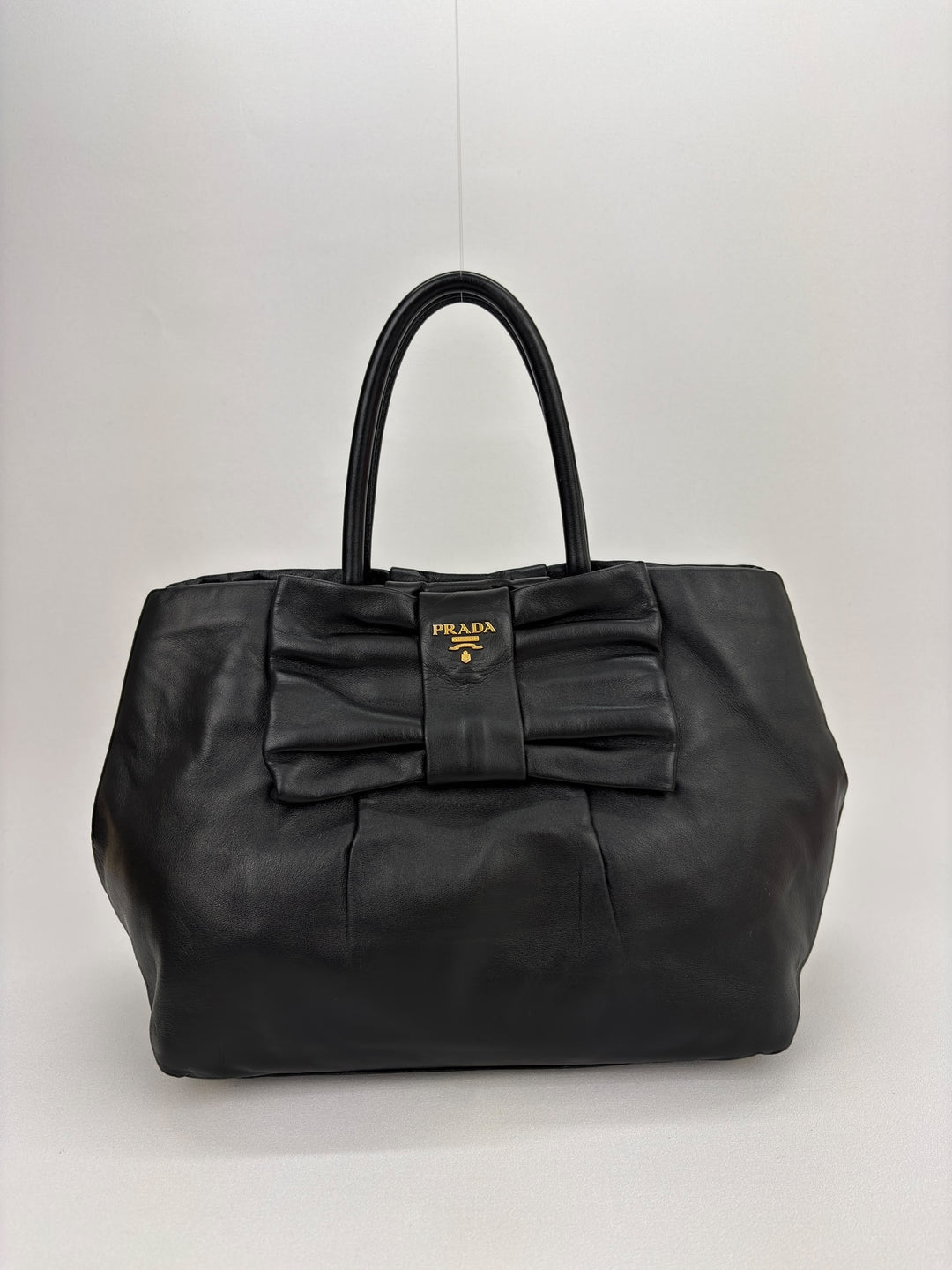 Prada Vitello Leather Bow Ribbon Tote / Handbag