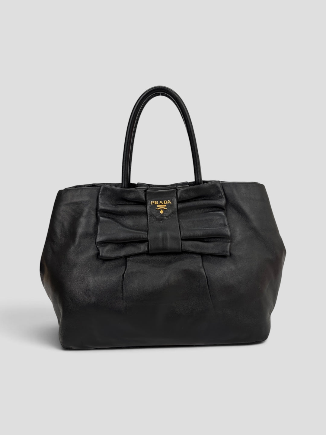 Prada Vitello Leather Bow Ribbon Tote / Handbag