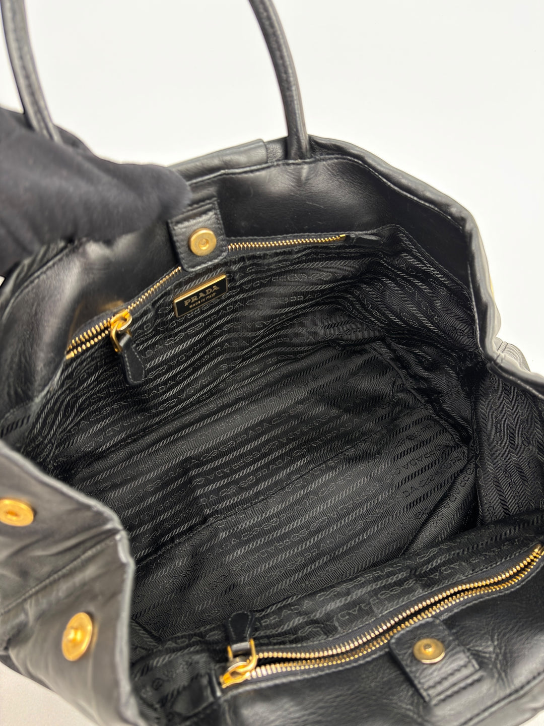 Prada Vitello Leather Bow Ribbon Tote / Handbag