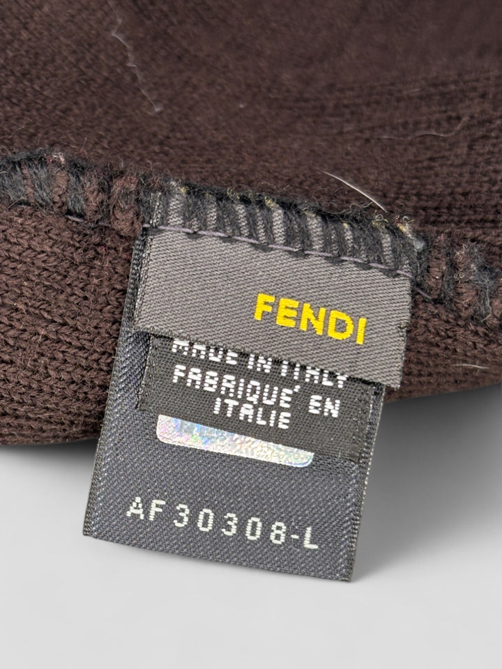 vintage fendi beanie braun unisex, second hand fendi hat black