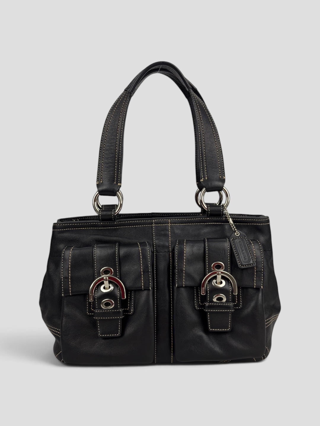 Coach Soho Leather Buckle Multi Pocket Tote Shoulder-Bag