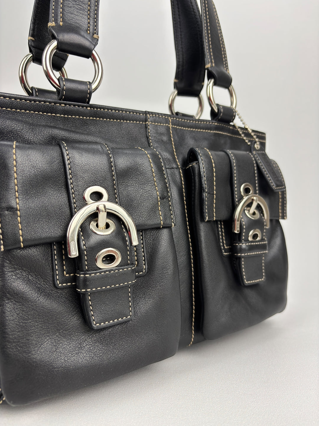 Coach Soho Leather Buckle Multi Pocket Tote Shoulder-Bag