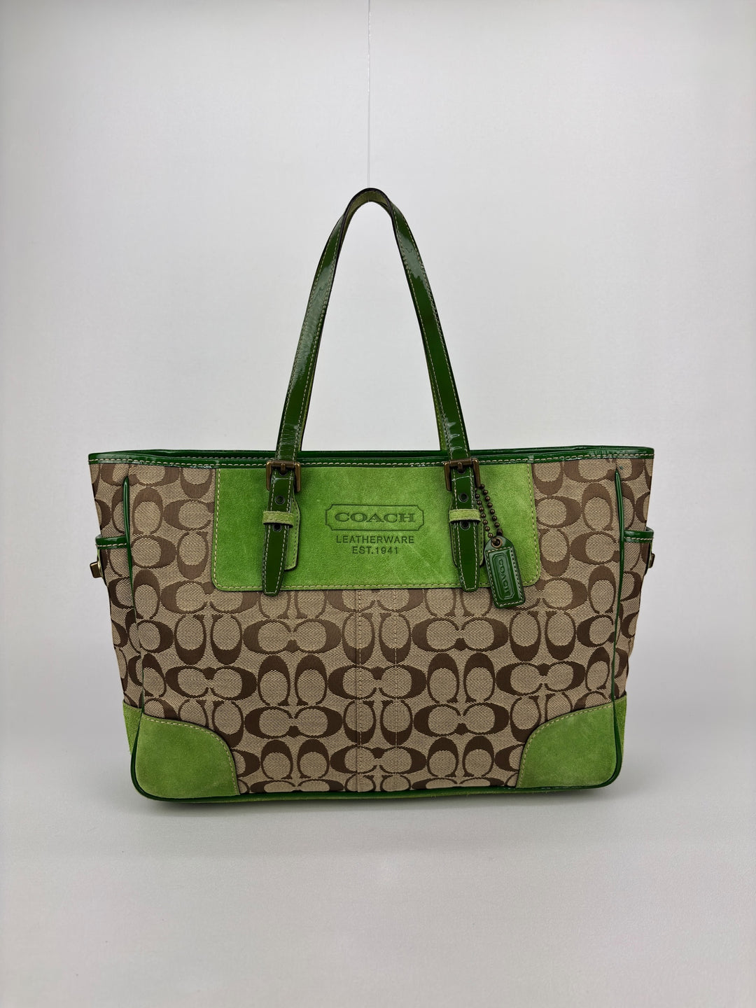 Coach Signature Stripe Wildleather-Tote / Shoulder-Bag
