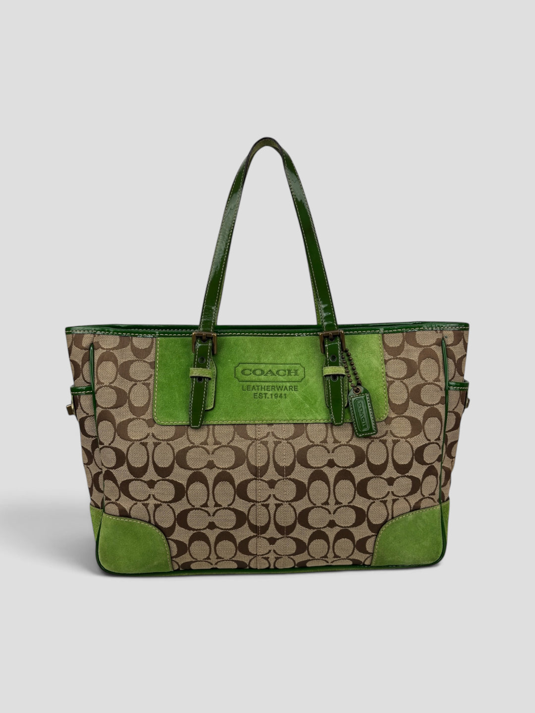 Coach Signature Stripe Wildleather-Tote / Shoulder-Bag