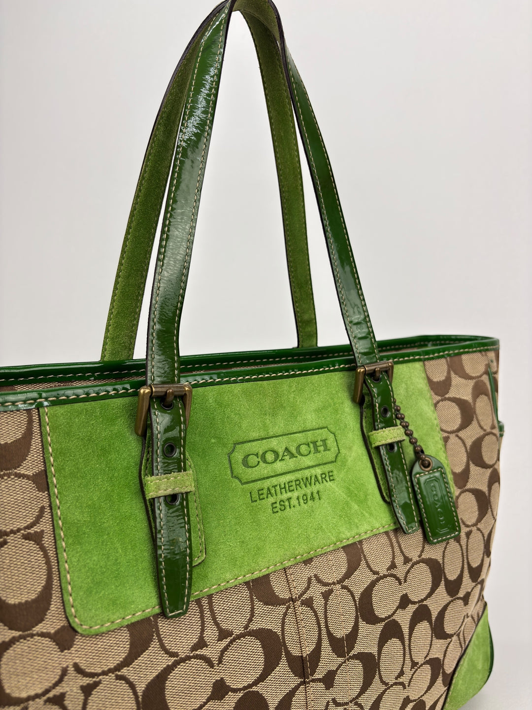Coach Signature Stripe Wildleather-Tote / Shoulder-Bag
