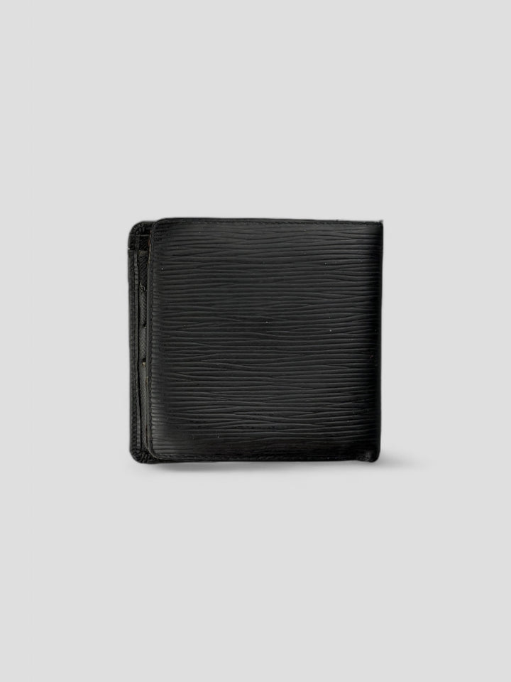 Louis Vuitton epi leder geldbeutel schwarz, unisex second hand lv wallet black