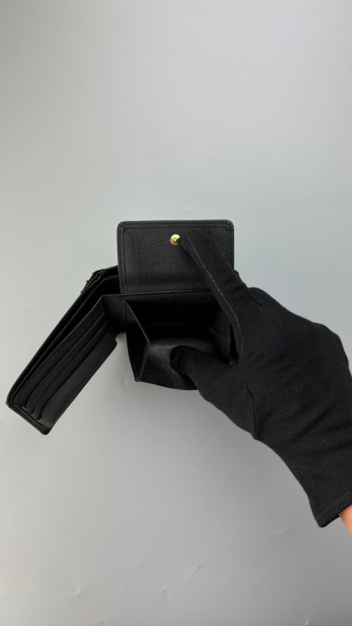 Louis Vuitton epi leder geldbeutel schwarz, unisex second hand lv wallet black