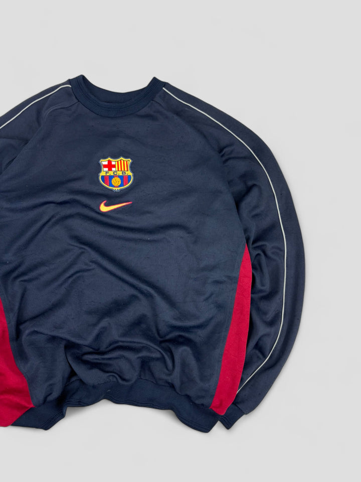 Nike x Barcelona vintage sweater men blue, second hand nike men pullover blue