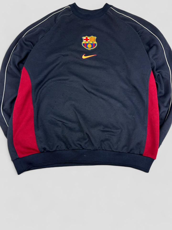 Nike x Barcelona vintage sweater men blue, second hand nike men pullover blue