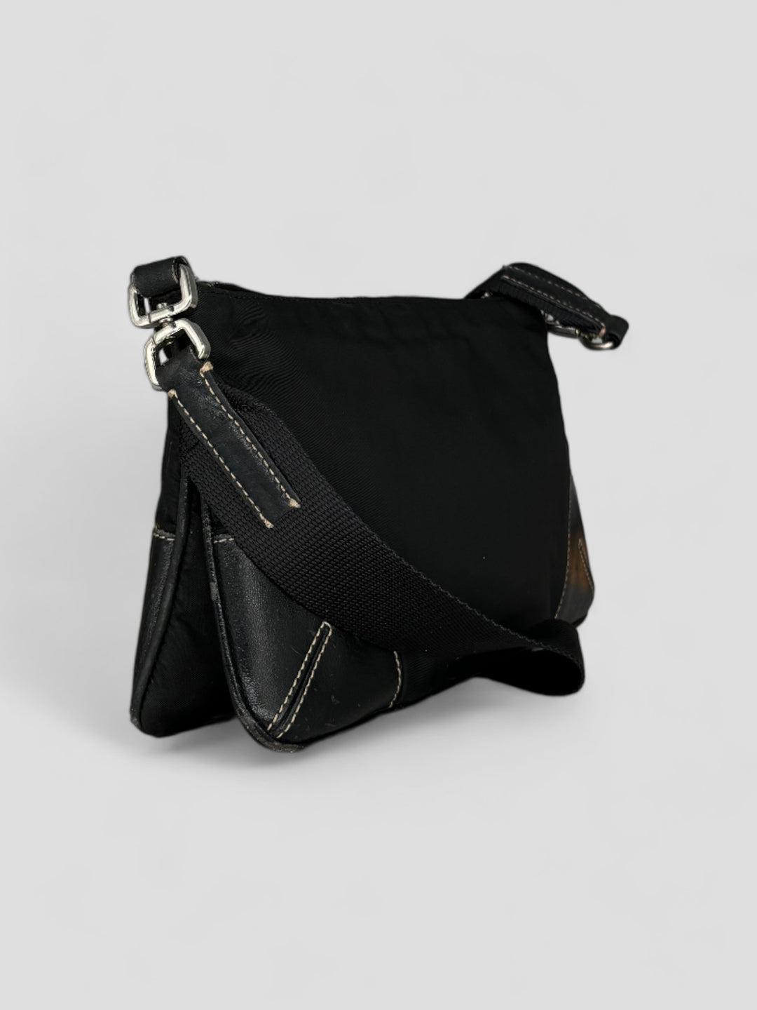 Prada Tessuto Leather Nylon Shoulder Bag black, schwarze prada umhängetasche