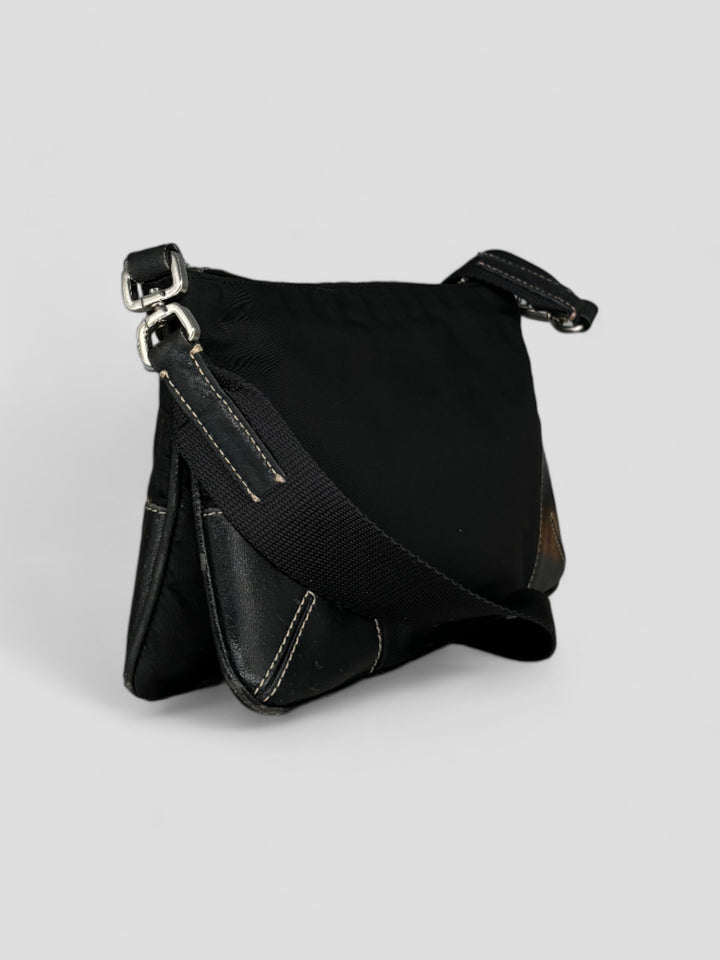Prada Tessuto Leather Nylon Shoulder Bag black, schwarze prada umhängetasche