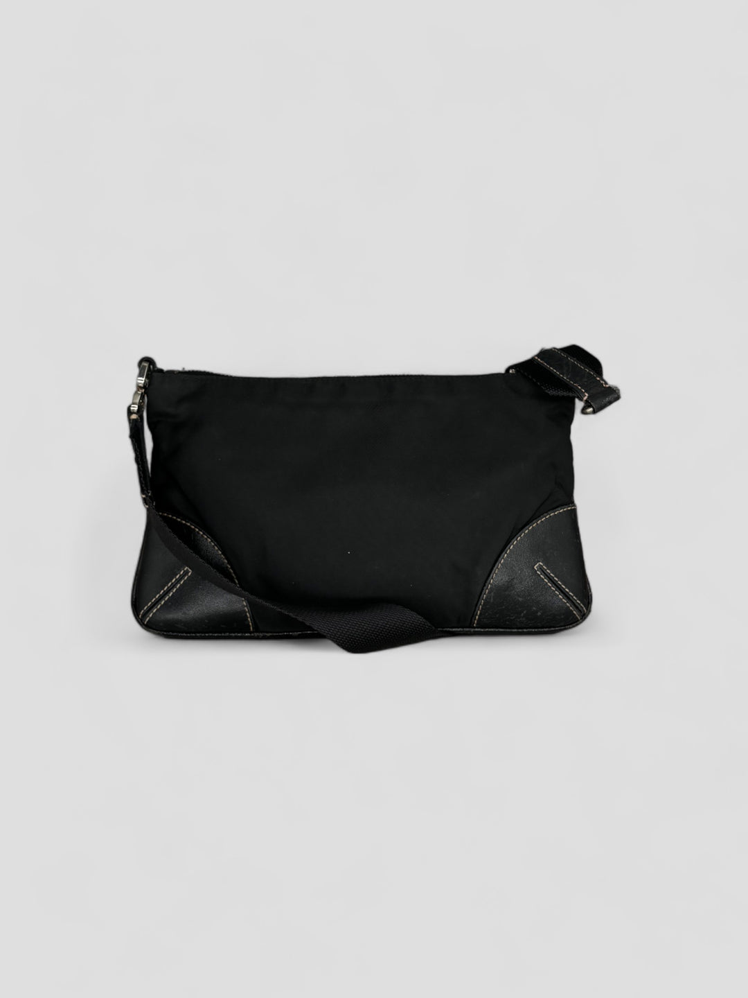 Prada Tessuto Leather Nylon Shoulder Bag black, schwarze prada umhängetasche