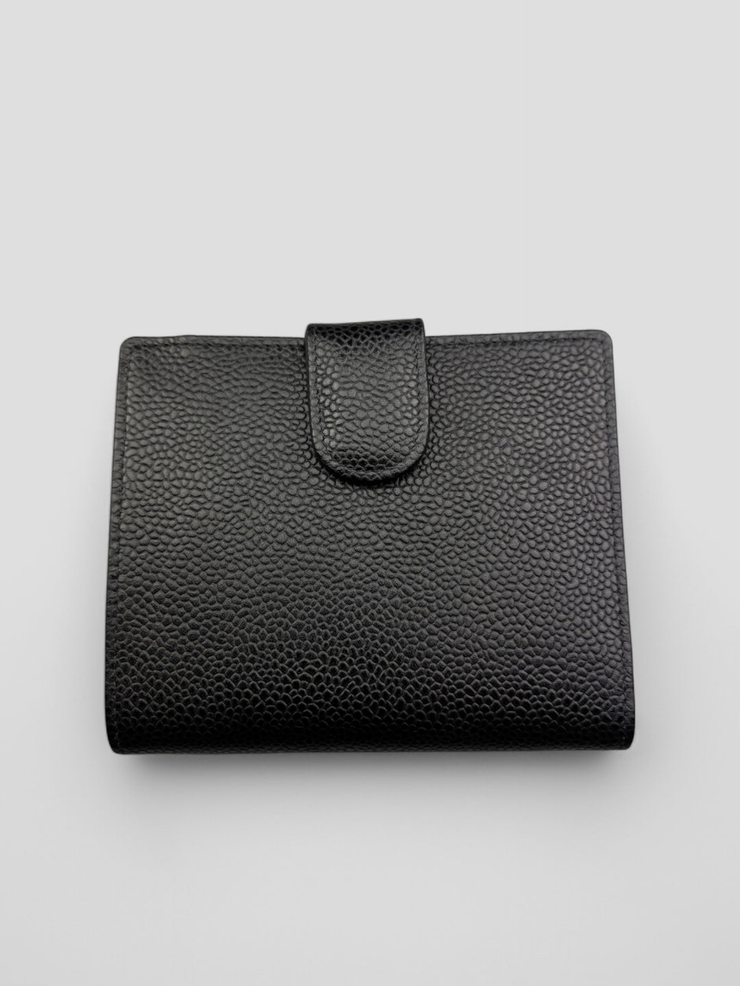 Vintage Chanel Unisex Leder Portemonnaie Schwarz, Second-Hand Chanel Wallet Black