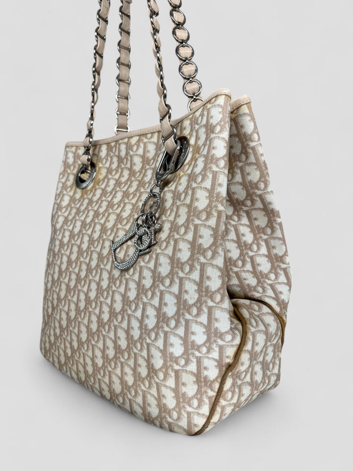 Vintage Christian Dior Princess Shopper Bag Beige, second hand cd tragetasche