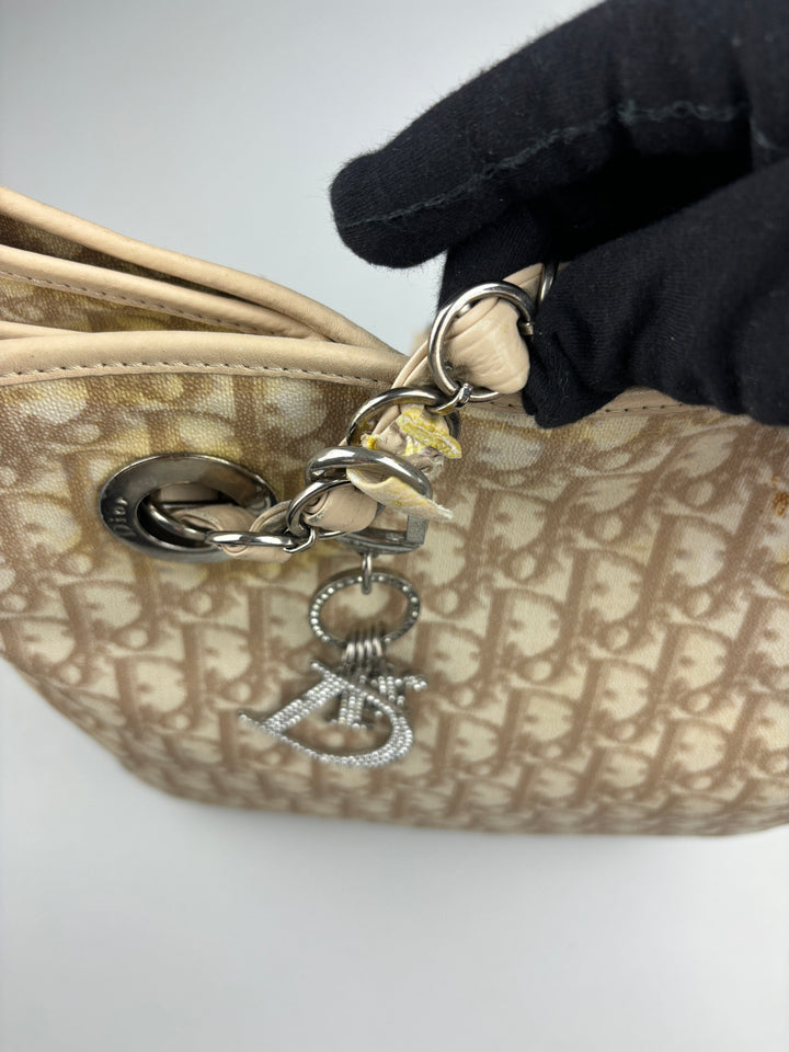 Vintage Christian Dior Princess Shopper Bag Beige, second hand cd tragetasche