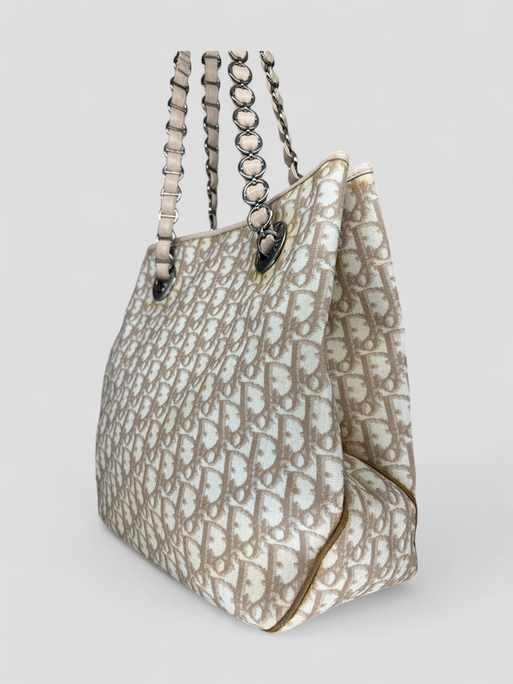 Vintage Christian Dior Princess Shopper Bag Beige, second hand cd tragetasche