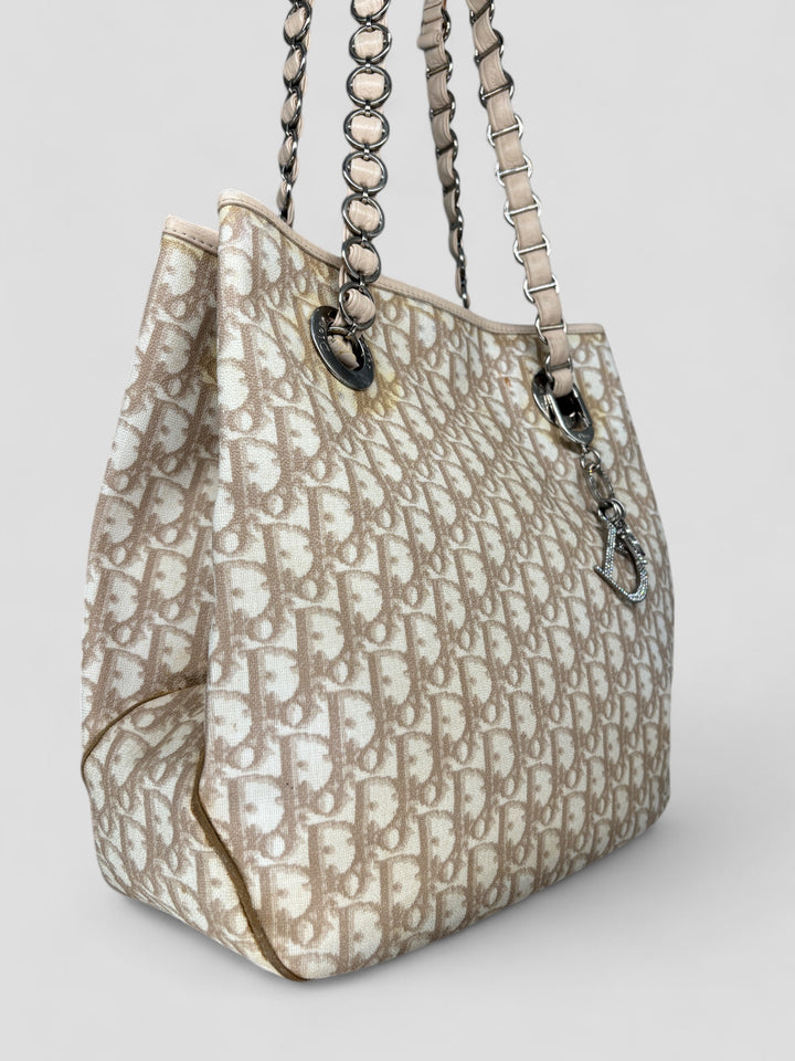 Vintage Christian Dior Princess Shopper Bag Beige, second hand cd tragetasche
