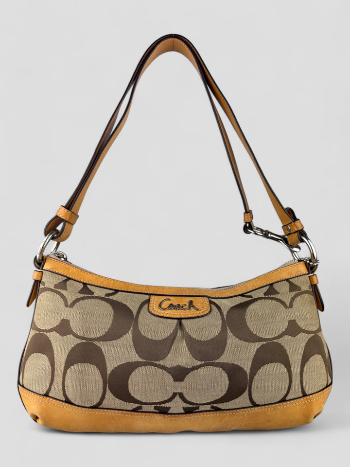 Vintage Coach Damen Banana 2-in-1 Tasche Braun mit Lederdetails, Second-Hand Coach Bag Brown