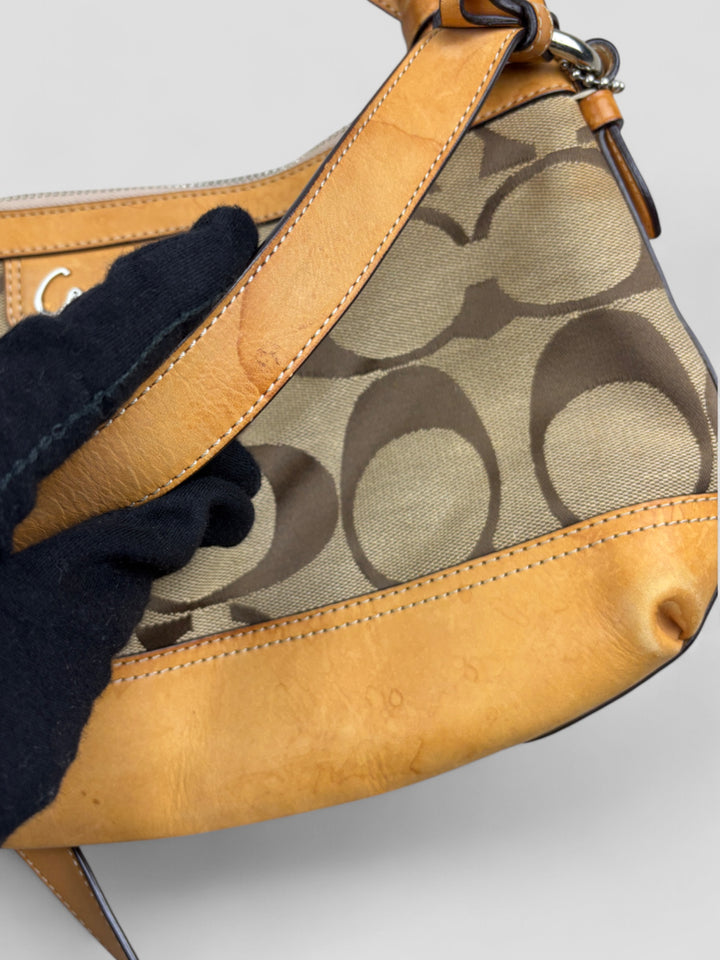 Vintage Coach Damen Banana 2-in-1 Tasche Braun mit Lederdetails, Second-Hand Coach Bag Brown