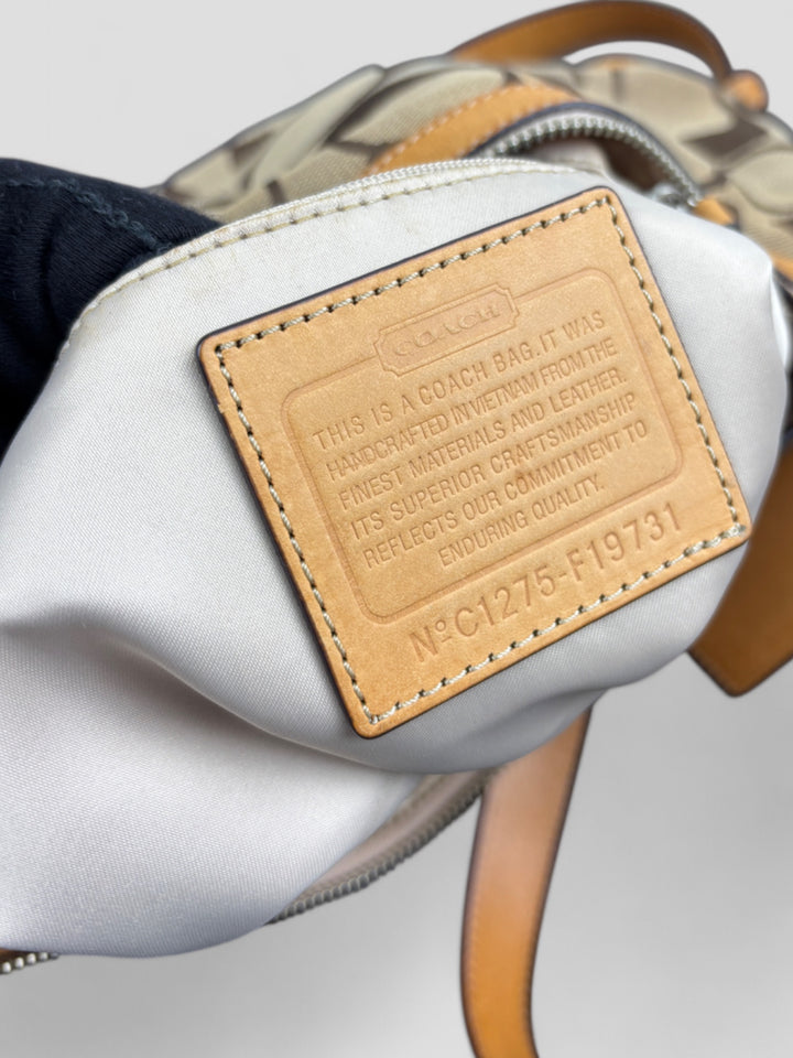 Vintage Coach Damen Banana 2-in-1 Tasche Braun mit Lederdetails, Second-Hand Coach Bag Brown