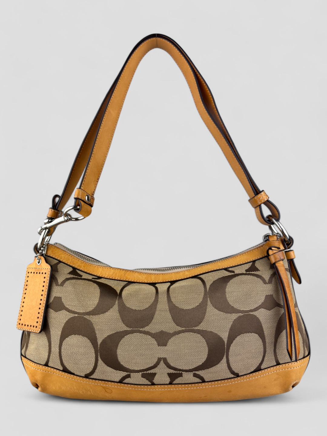 Vintage Coach Damen Banana 2-in-1 Tasche Braun mit Lederdetails, Second-Hand Coach Bag Brown