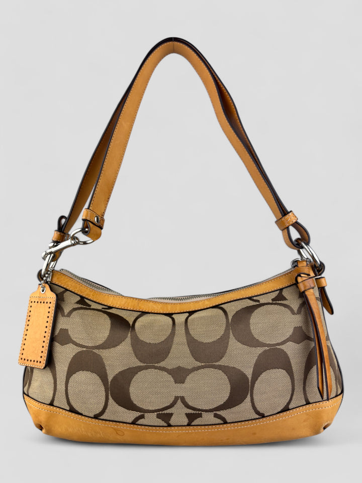 Vintage Coach Damen Banana 2-in-1 Tasche Braun mit Lederdetails, Second-Hand Coach Bag Brown