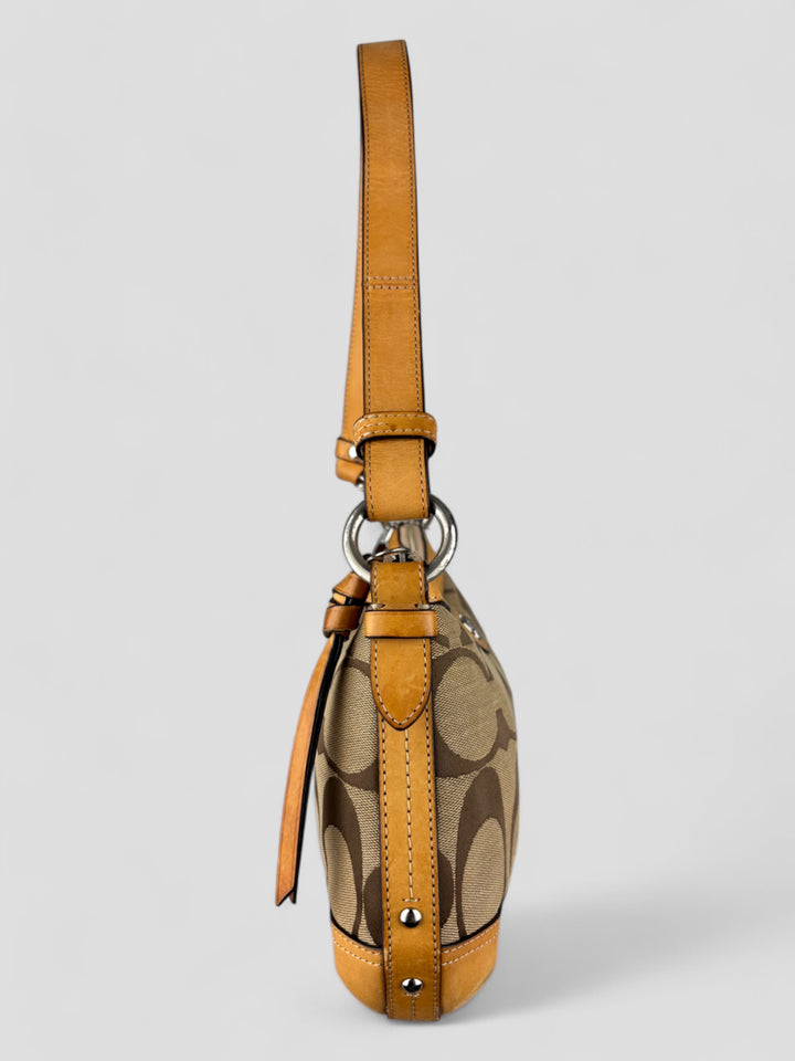 Vintage Coach Damen Banana 2-in-1 Tasche Braun mit Lederdetails, Second-Hand Coach Bag Brown