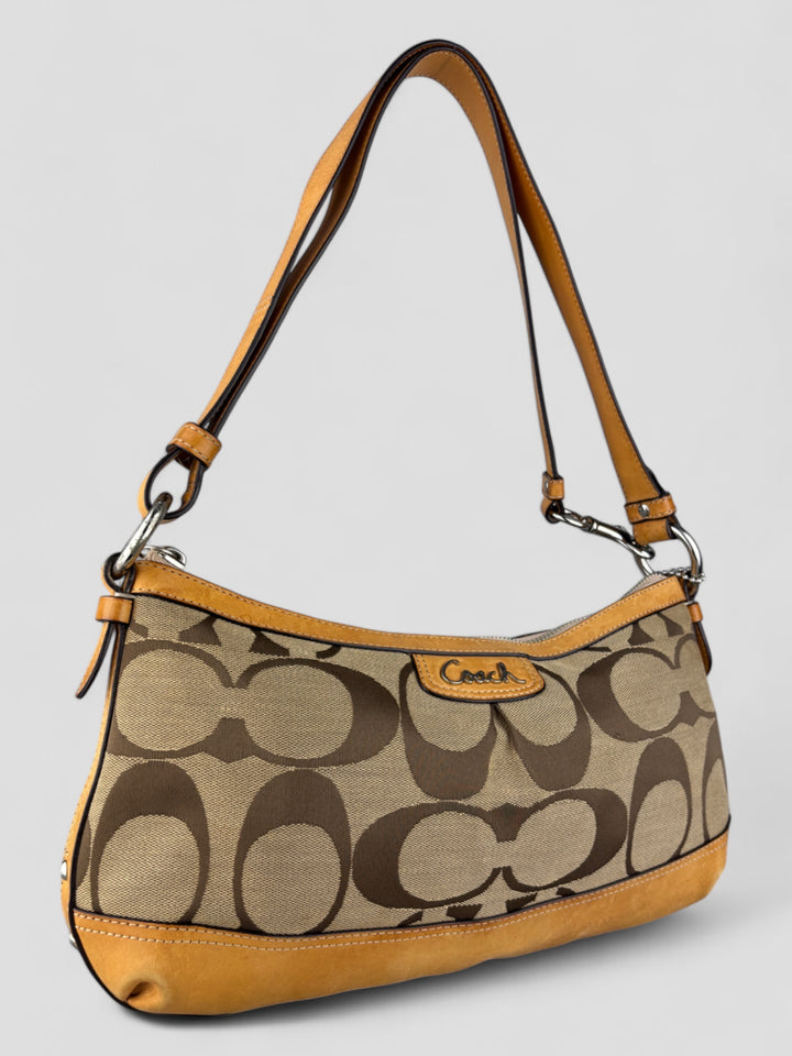 Vintage Coach Damen Banana 2-in-1 Tasche Braun mit Lederdetails, Second-Hand Coach Bag Brown