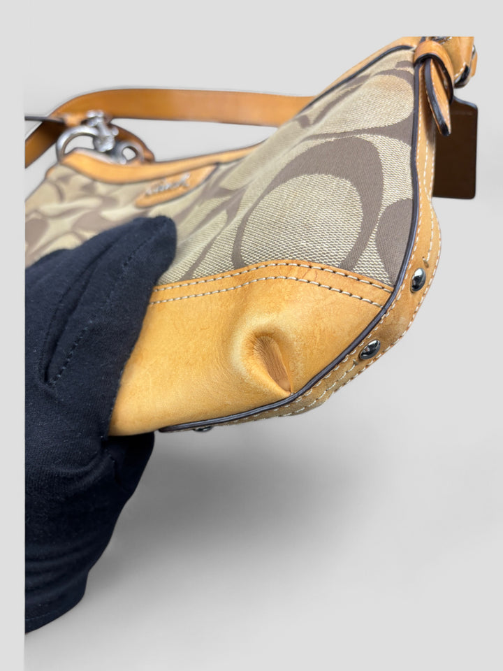 Vintage Coach Damen Banana 2-in-1 Tasche Braun mit Lederdetails, Second-Hand Coach Bag Brown