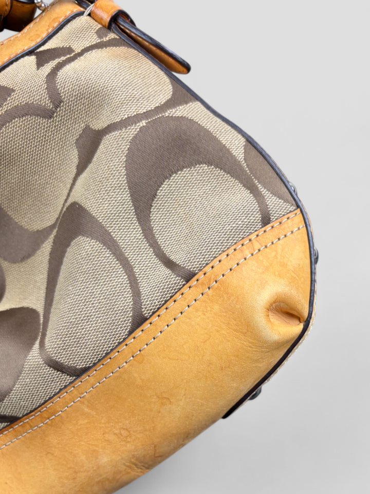 Vintage Coach Damen Banana 2-in-1 Tasche Braun mit Lederdetails, Second-Hand Coach Bag Brown