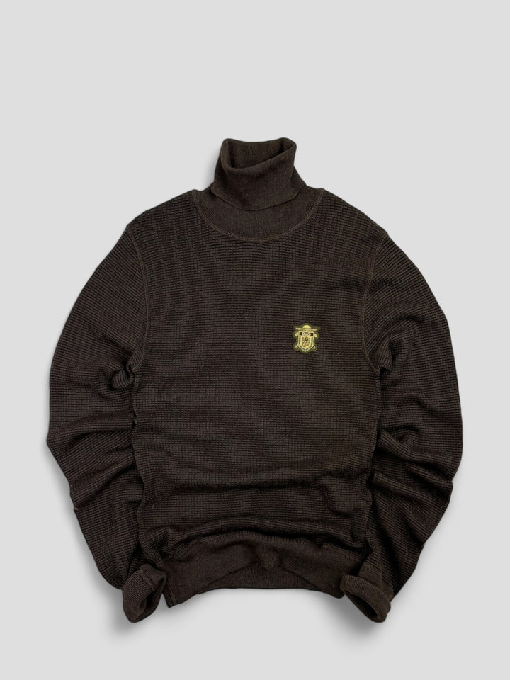 Vintage D&G Logo 90s Turtleneck Brown, brauner second hand Dolce & Gabbana Pullover