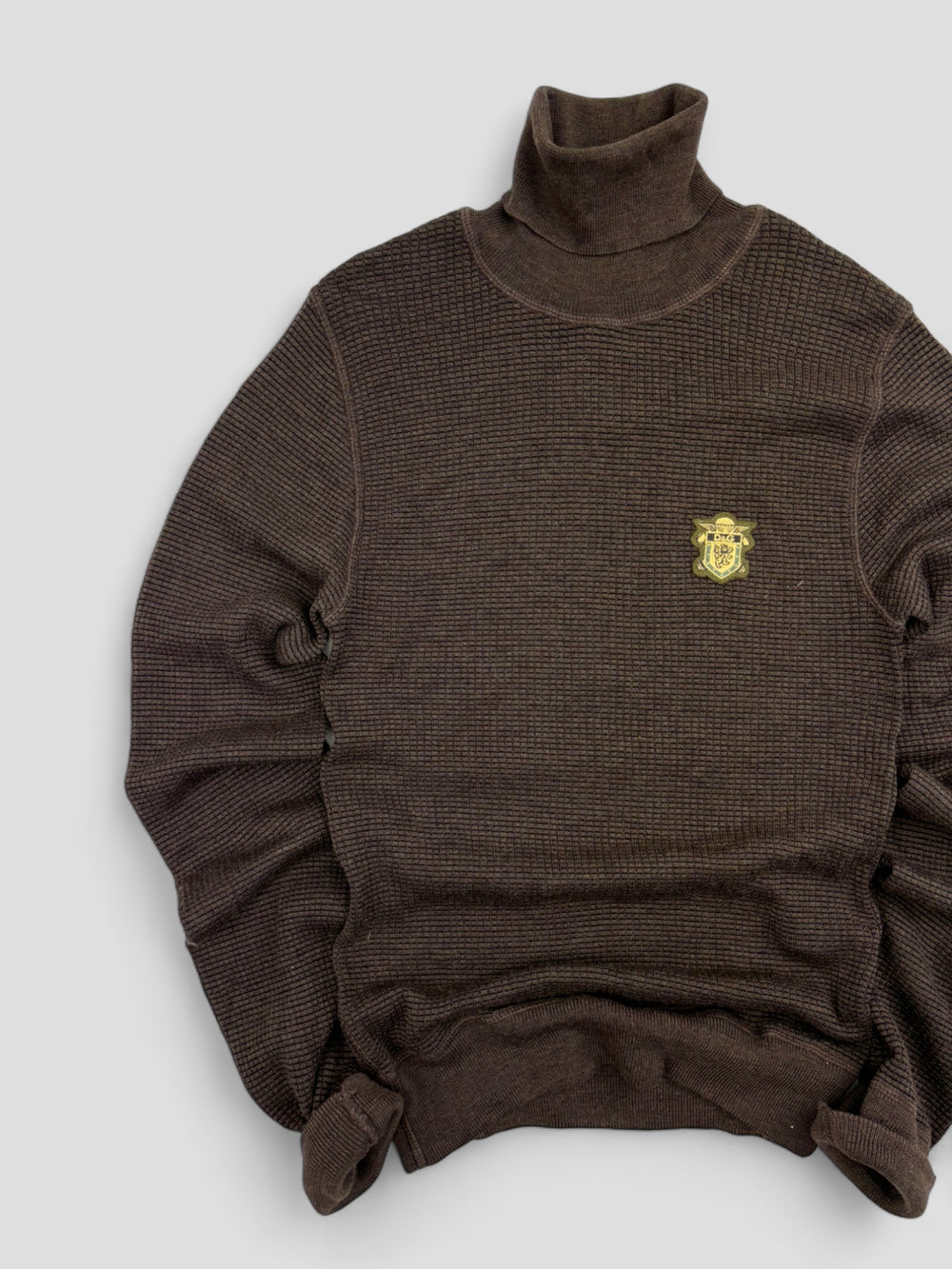 Vintage D&G Logo 90s Turtleneck Brown, brauner second hand Dolce & Gabbana Pullover