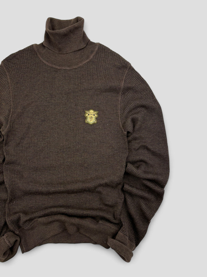 Vintage D&G Logo 90s Turtleneck Brown, brauner second hand Dolce & Gabbana Pullover