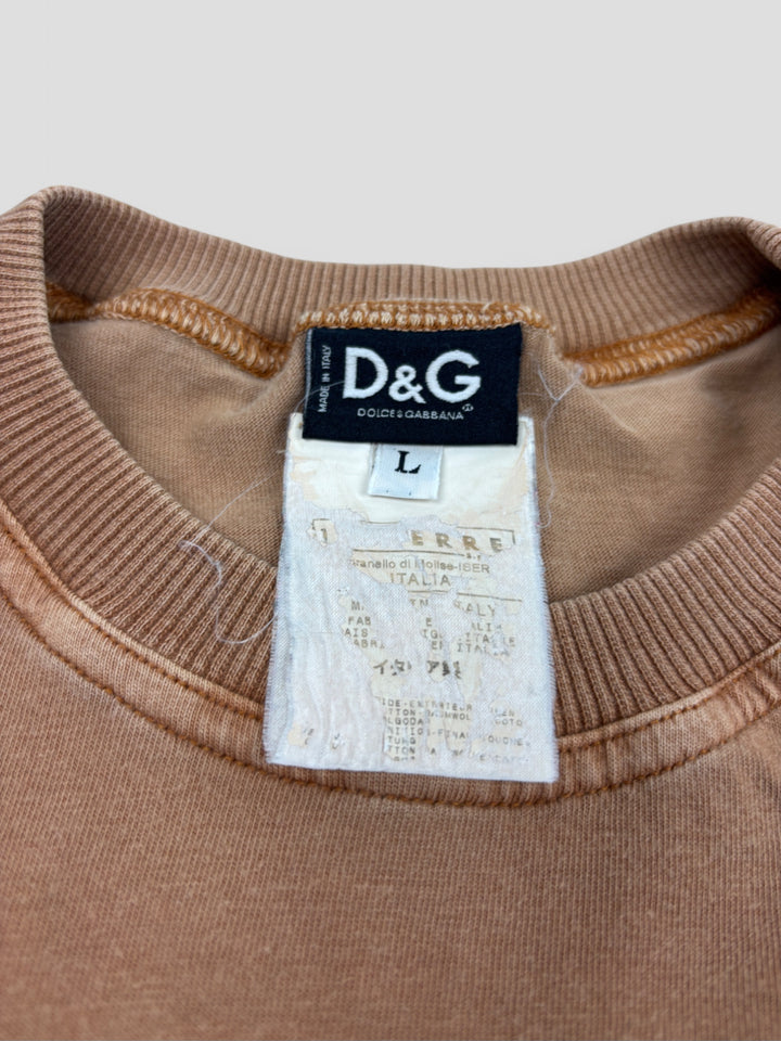 Vintage Dolce & Gabbana Herren Langarmshirt Braun mit Miracle Man Print, Second-Hand D&G Shirt Brown

