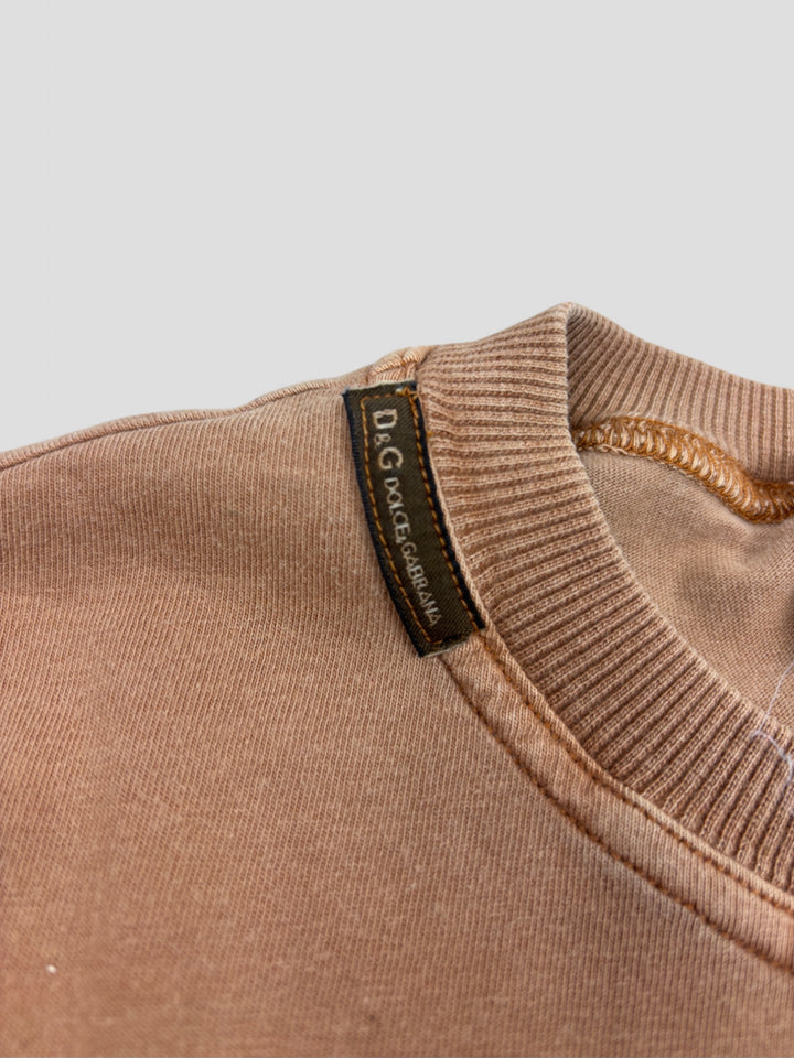 Vintage Dolce & Gabbana Herren Langarmshirt Braun mit Miracle Man Print, Second-Hand D&G Shirt Brown

