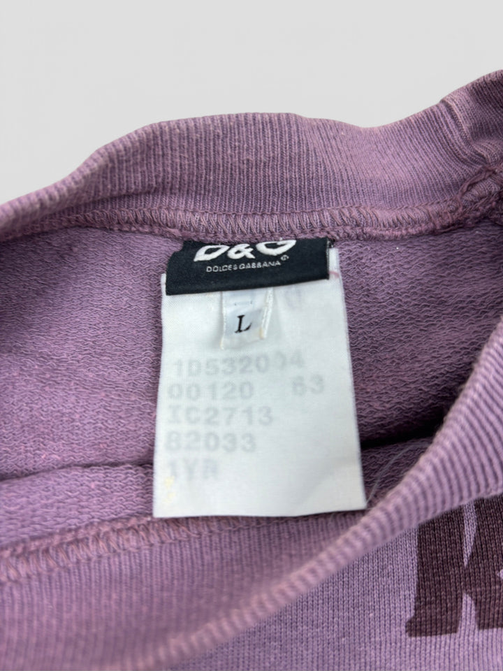 Vintage Dolce & Gabbana Unisex Pullover Lila mit Textdruck, Second-Hand D&G Sweater Purple