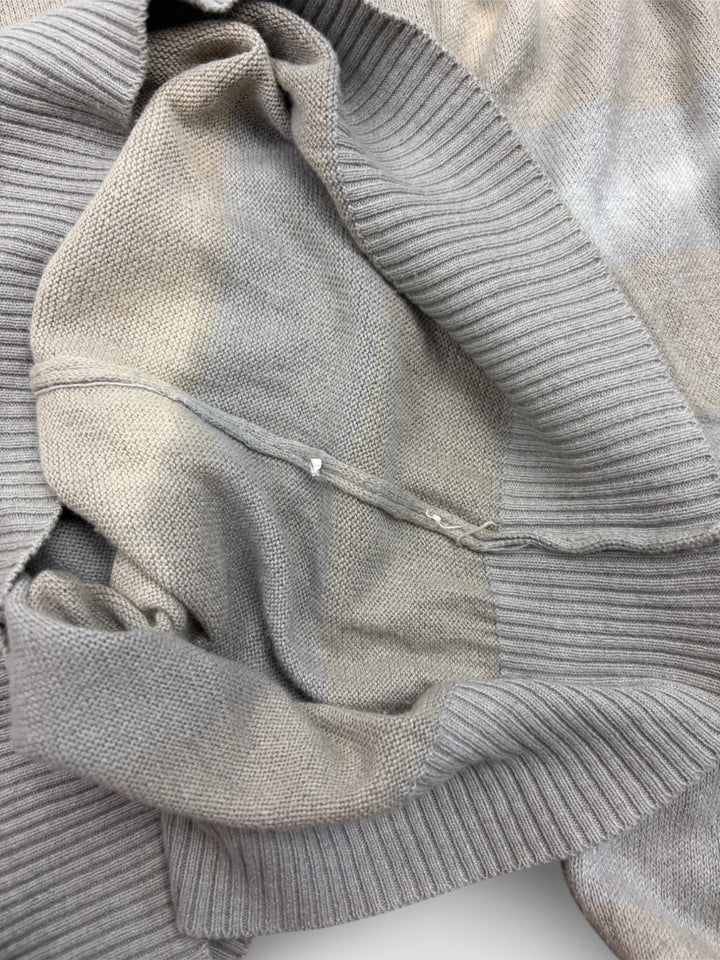 Vintage Dolce and Gabbana Herren Y2K Longsleeve Grau mit Streifen und Kragen, Second-Hand DG Shirt Grey