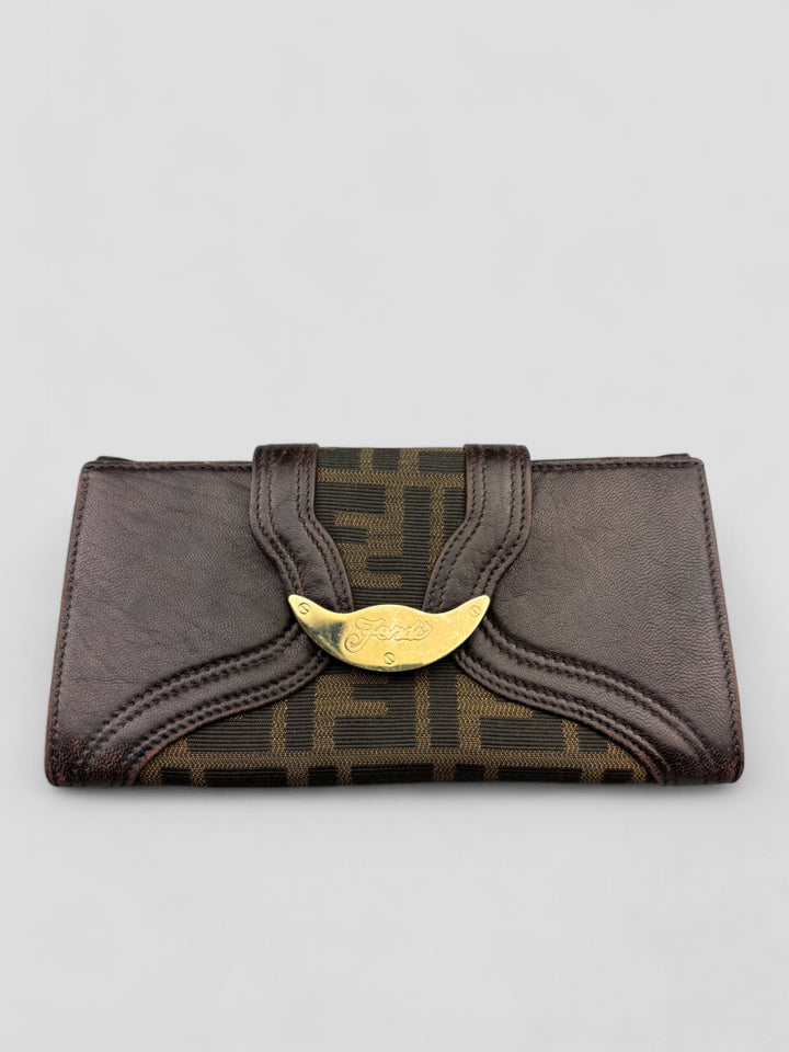 Vintage Fendi Unisex Leder Geldbeutel Braun, Second-Hand Fendi Wallet Brown