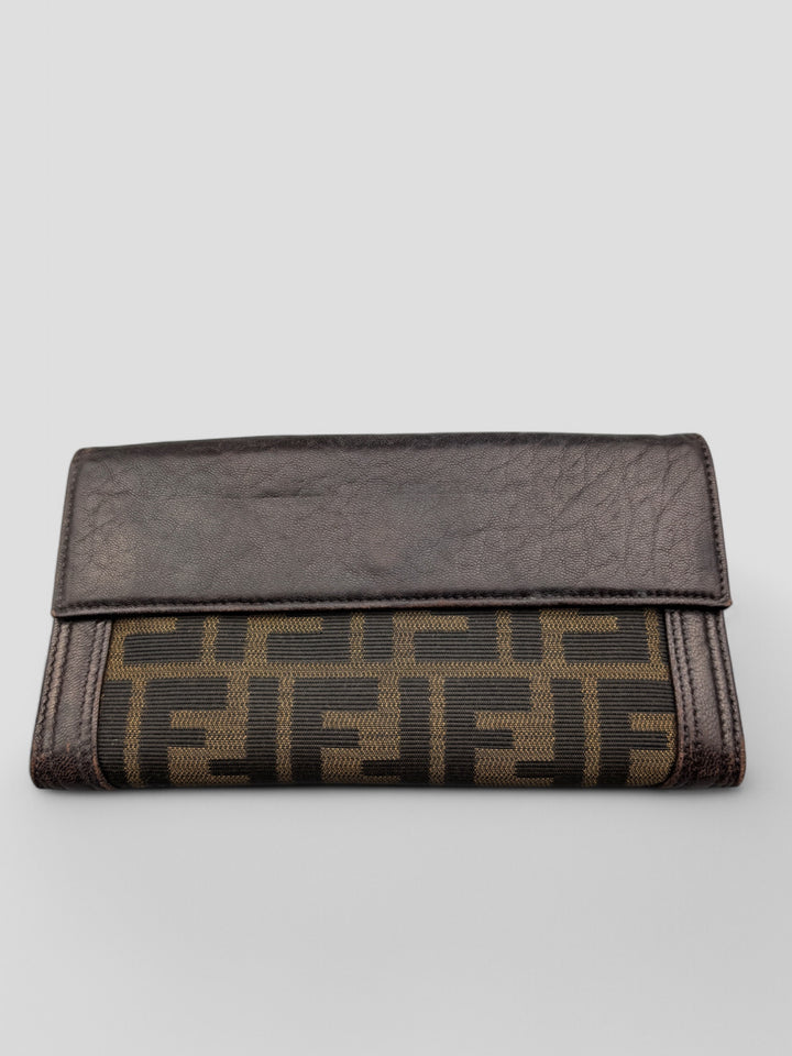 Vintage Fendi Unisex Leder Geldbeutel Braun, Second-Hand Fendi Wallet Brown
