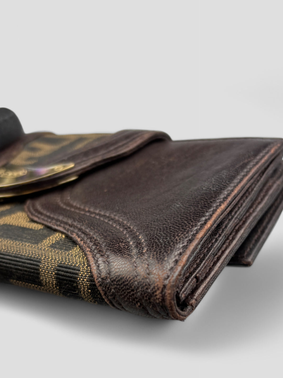 Vintage Fendi Unisex Leder Geldbeutel Braun, Second-Hand Fendi Wallet Brown