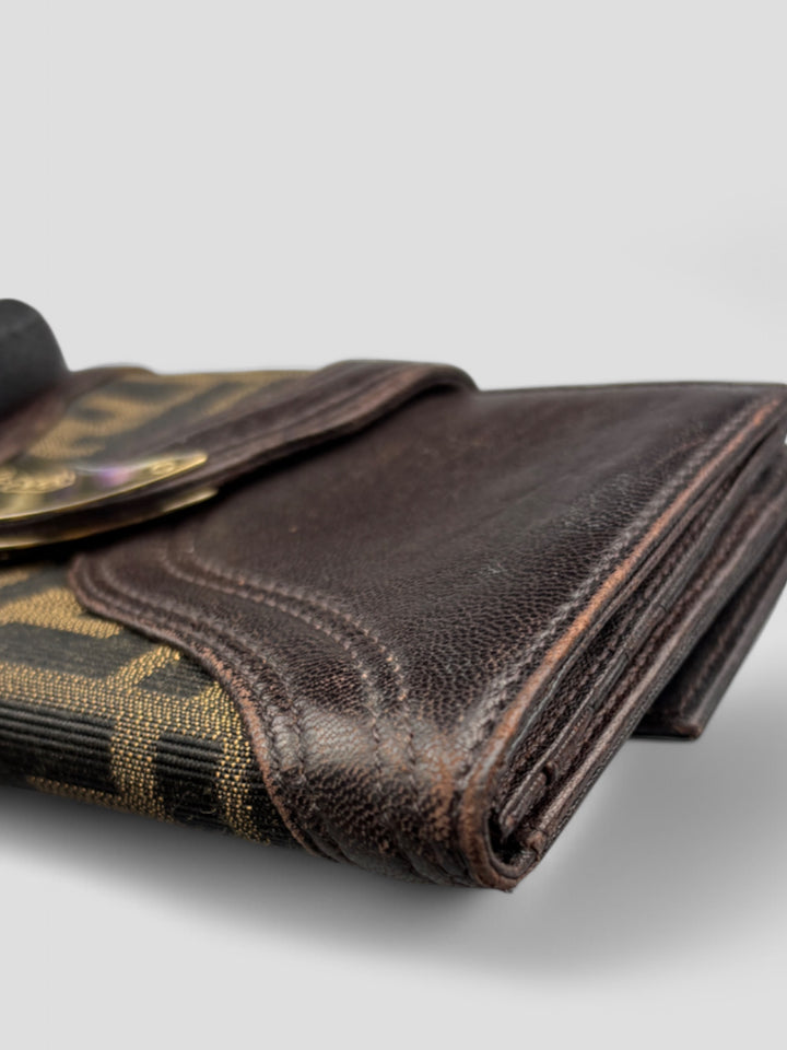 Vintage Fendi Unisex Leder Geldbeutel Braun, Second-Hand Fendi Wallet Brown