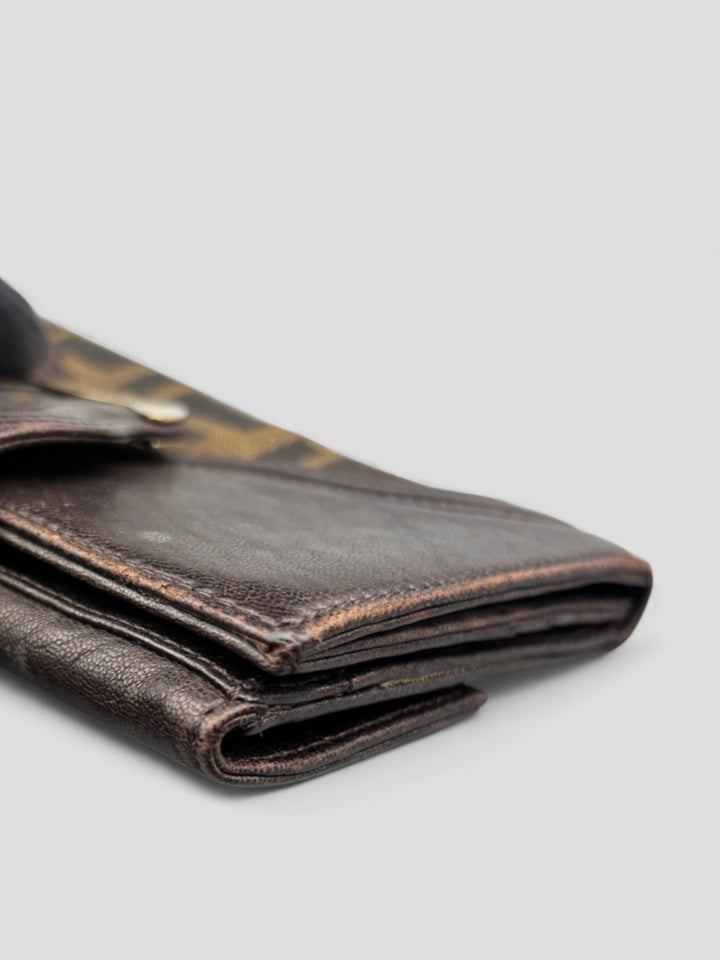 Vintage Fendi Unisex Leder Geldbeutel Braun, Second-Hand Fendi Wallet Brown