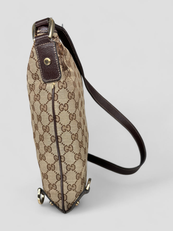 Vintage Gucci D-RIng Messenger Bag beige, second hand gucci umhängetasche