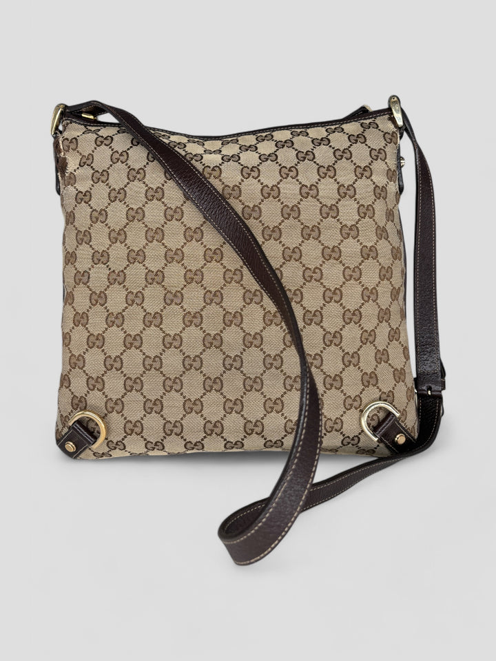 Vintage Gucci D-RIng Messenger Bag beige, second hand gucci umhängetasche